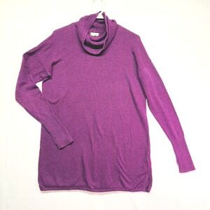 Dakini Plum Purple Cowl Neck Long Sleeve Sweatshirt Tunic Women's L *see pics*